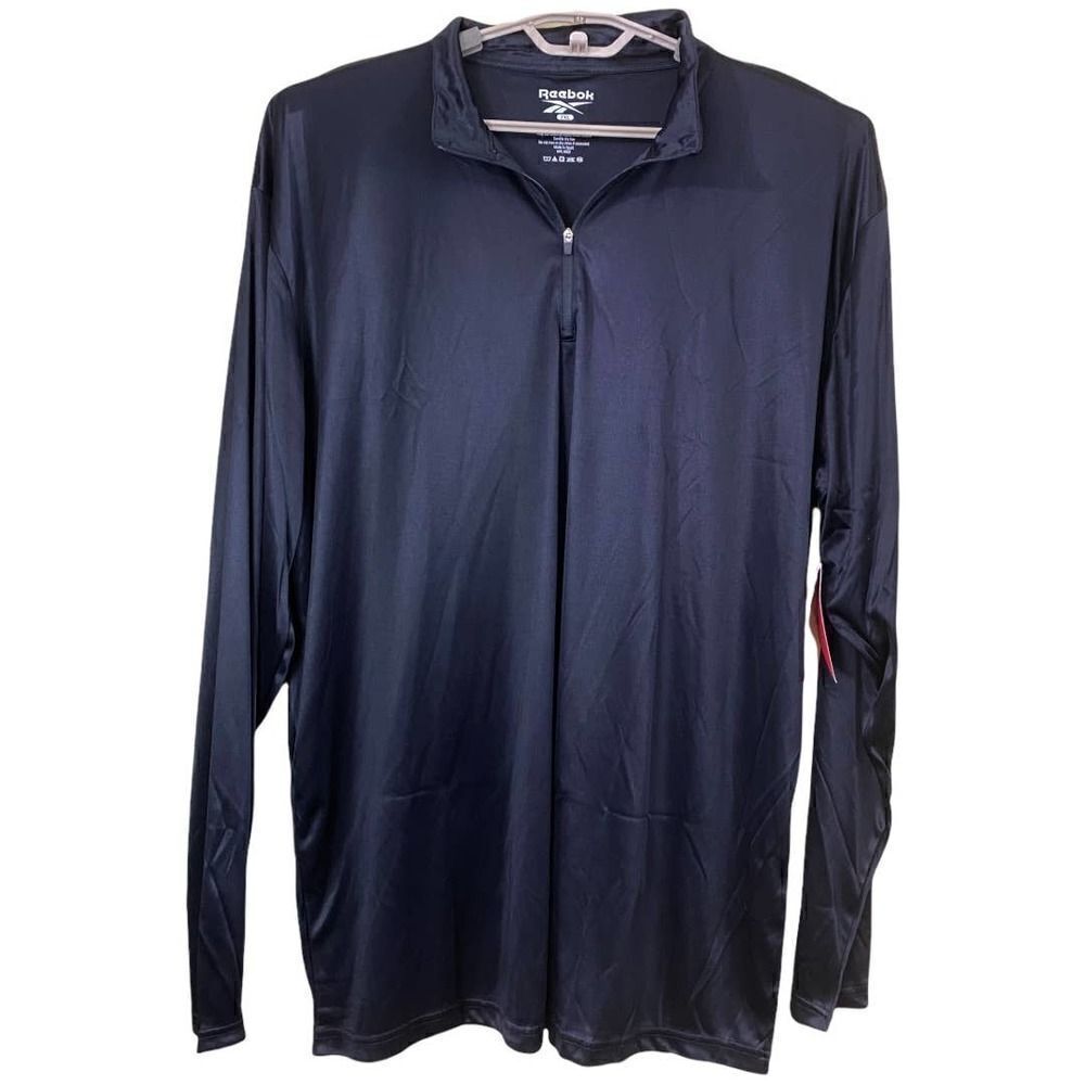 Men's Reebok Silver Gray 1/4 Zip Long Sleeve Active Top Size 2XL